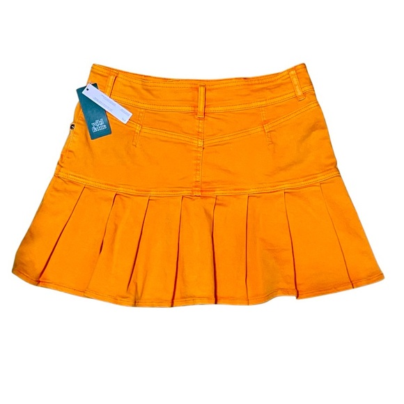 WILD FABLE bright orange tiered ruffle pleated jean miniskirt size 12 NWT - Picture 2 of 4